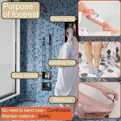 Recessed Wall Soap Holder for Shower Niche,Shower Foot Rest for Shave Legs,Stainless Steel 304 Footrest，Matte Black,5.9 in x 4.8 in x 3.9 in