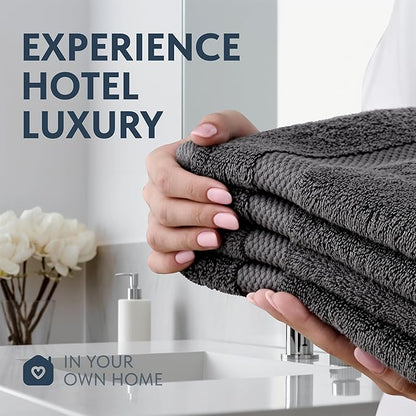 White Classic Luxury Charcoal Hand Towels - Soft 100% Turkish Cotton | Highly Absorbent Hotel spa Bathroom Towel Collection | 16x30 Inch | Set of 6