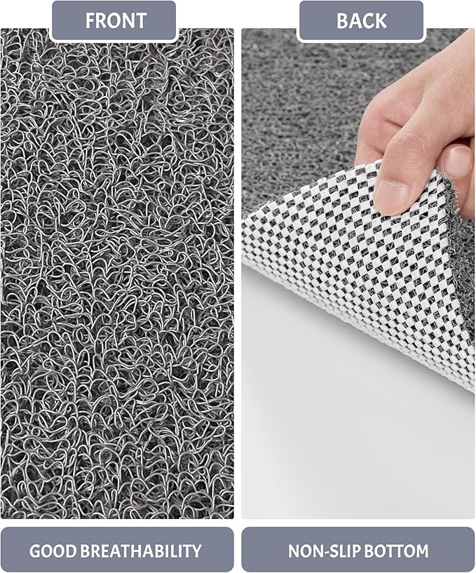 Non Slip Shower Mats for Inside Shower, 16x24 Inch, Anti-Slip Bathtub Mats for Bathroom, Foot Scrubber Loofah Bath Mats for Shower, Quick Drying Shower Stall Mats for Wet Areas (Grey)