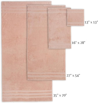 SOFE H&L | Olea Towel Set | 100% Cotton Premium Turkish Towels for Bathroom | Soft, Absorbent, Durable (Blush, Set of 4 - Washcloth)