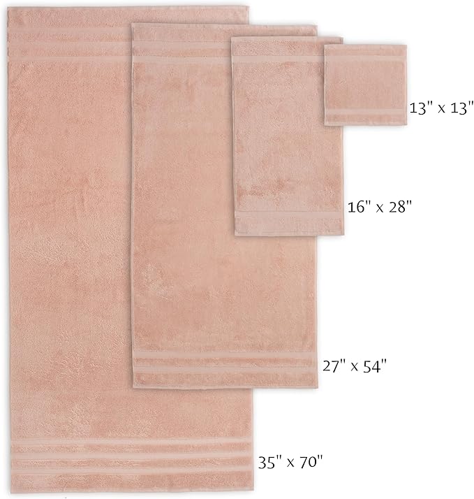 SOFE H&L | Olea Luxury Turkish Cotton Bath Towels Set of 3 : 1 Bath Towel, 1 Hand Towel, 1 Wash Cloths, Blush | Thick, Premium, Soft, Durable, Absorbent - Hotel Quality Towel Sets for Bathroom