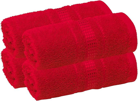 Melissa Linen, Fingertip Towels 4 Pack, 100% Turkish Cotton, Small Hand Towels for Body and Face, 12 x 18 in, Soft and Absorbent, Quick Dry, (Red Fingertip Hand Towels)