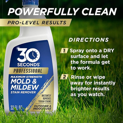 30 SECONDS Pro Mold and Mildew Stain Remover | Scrub Free | Brighter Results Instantly | Ready To Use | 32 Fl. Oz.