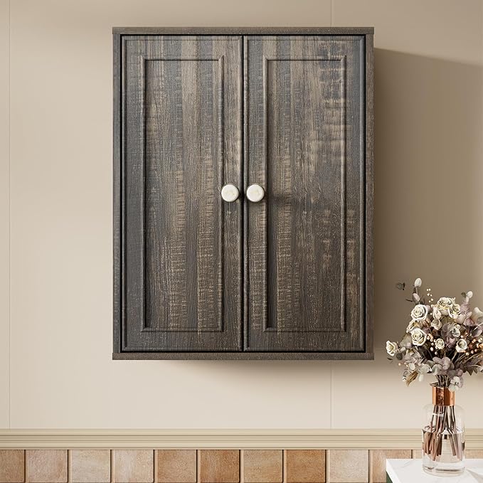 Rustic Bathroom Medicine Cabinet,Over The Toilet Wall Storage with Soft-Close Doors, Adjustable Shelves & Antique Knob,Wood Farmhouse Storage for Bathroom, Kitchen, Living Room
