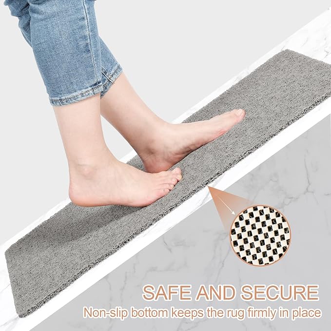 Joyhalo Bathtub Mat Non Slip, Bath Mat for Tub, Shower Mats for Inside Shower, 17x24 Inch, PVC Loofah Bathroom Mats for Wet Areas, Quick Drying, Grey