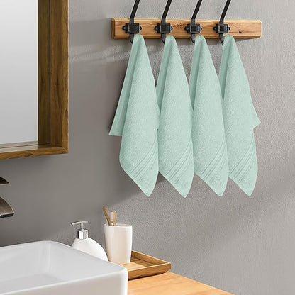 BOUTIQUO Ultra Soft Cotton Washcloths, Contains 12 Piece Face Cloths 12x12 inch, Ideal for Everyday use Face Towels, Compact & Lightweight Multi Purpose Washcloths - Sea Green