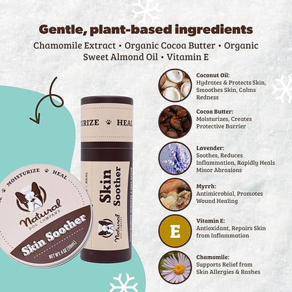 Natural Dog Company Skin Soother Bundle, Includes 2oz Tin + 0.15oz Stick, All Natural Healing Balm for Dogs, Relieves Dry, Itchy Skin, Treats Skin Irritations, Wounds, Hot Spots, Dermatitis
