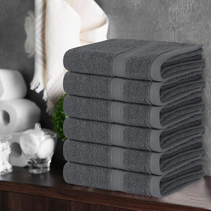 Utopia Towels 6 Pack Premium Hand Towels Set, 16 by 28 inches, 100% Ring Spun Cotton, Ultra Soft and Highly Absorbent 600GSM Towels for Bathroom, Gym, Shower, Hotel, and Spa, Grey