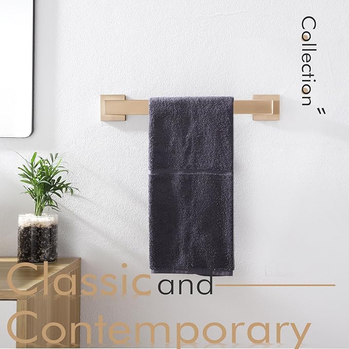 KOKOSIRI 16-Inch Towel Bar for Bathroom Wall Kitchen Towels Holder Wall Mount SUS304 Stainless Steel Towel Rack, Champagne Bronze B4003CPG-L16