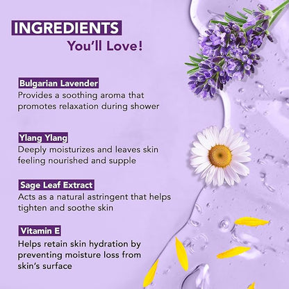 Botanic Hearth Bulgarian Lavender & Ylang Ylang Body Wash – Calming & Relaxing Shower Gel with Vitamin E & Sage Extract, Sulfate & Paraben Free – 16 fl oz