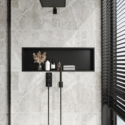 Neodrain Shower Niche, Insert Bathroom Storage Shower Shelf, Stainless Steel Recessed Wall Niche No Tiled Recessed Cabinet Waterproof for Shower Storage（36" X 12"，Matte Black ）