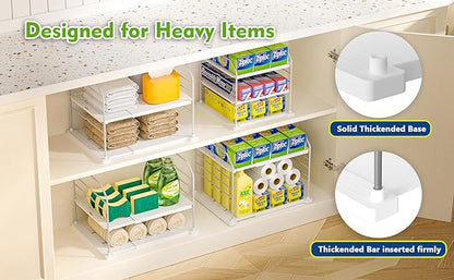 EVERIE Extendable 3-Tier Holder for Heavy Items, Jars, Bottles, Cans, Plastic Bags, Wrap, Foil, Snack and Box for Kitchen,Counter, Cabinets, 11'' to 16.7'' Wide (11“ - 16.7” Wide, Piece, 2)