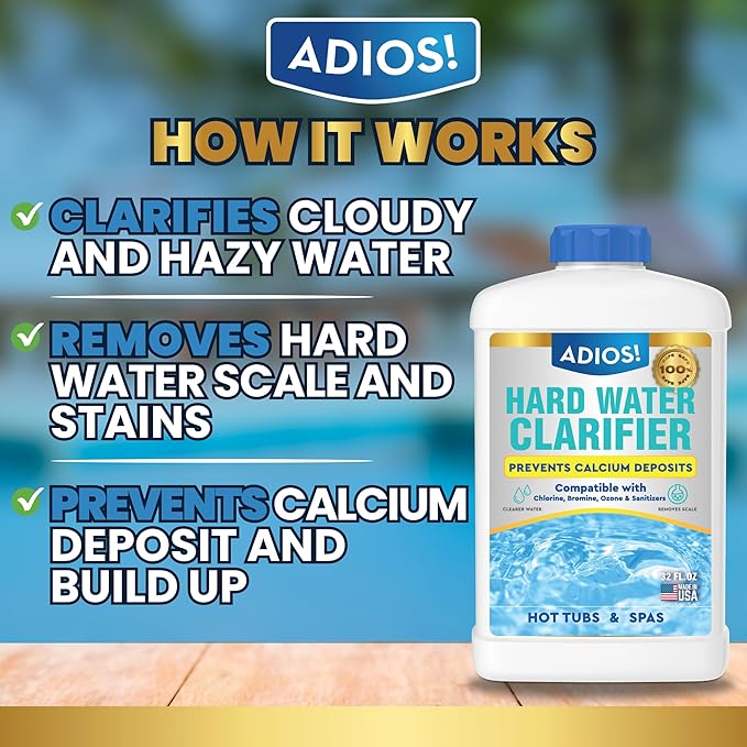 Hot Tub Hard Water Calcium Remover with Scale and Stain Clarifier, Soften Treat and Reduce Spa Deposits - 16oz (Pint)
