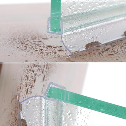 Frameless Shower Door Seal Strip 2 Pack x 39 Inch H for 3/8" Thick Glass Shower Door Side Seal Strip Bottom Seal Door Sweep, Ultra Clear Polycarbonate Stop Showers Leaks Create A Water Barrier