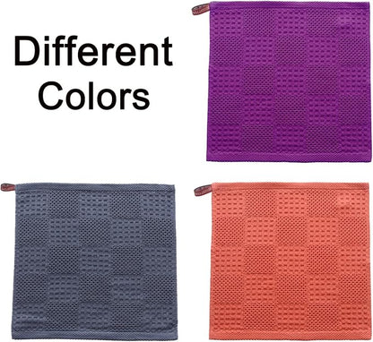 Waffle Weave Cotton Washing Cloth Ultra Soft and Absorbent Washcloths for Bathroom Kitchen and Gym Natural Cotton (6, Grey)