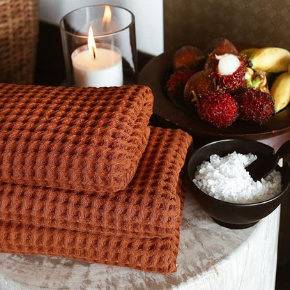 sea me at home Waffle Hand Towel – 100% Turkish Cotton, Quick-Dry, Soft and Absorbent Bathroom Towel