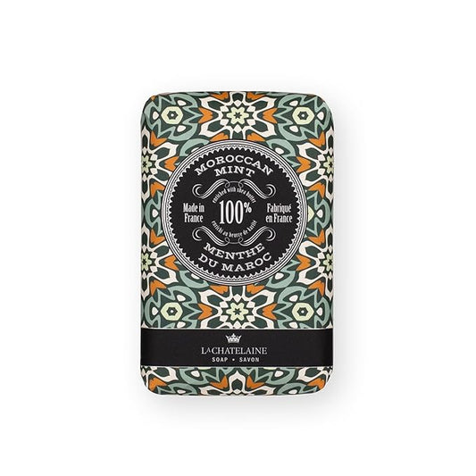 La Chatelaine Shea Butter Bar Soap| Natural and Organic |Triple Milled | Made in France | Unisex, Men, Women | Large (Moroccan Mint)
