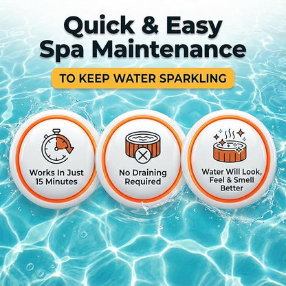 Spa Chemicals for Hot Tub – 5-in-1 Hot Tub Maintenance Kit & Cleaner – Inflatable Hot Tub Accessories for Adults – Outdoor Spa Clarifier – Helps Remove Scum & Cloudy Water – Made in USA – 16oz