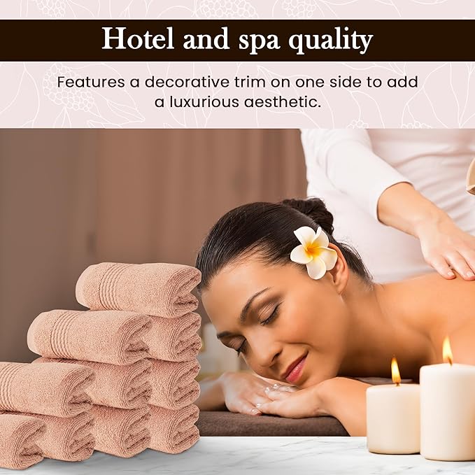 HALLEY Turkish Cotton Towels (Pack of 10) Washcloths Super Soft Highly Absorbent 100% Cotton Fingertip Towels for Bathroom and Kitchen for Mother’s Day (Peach)