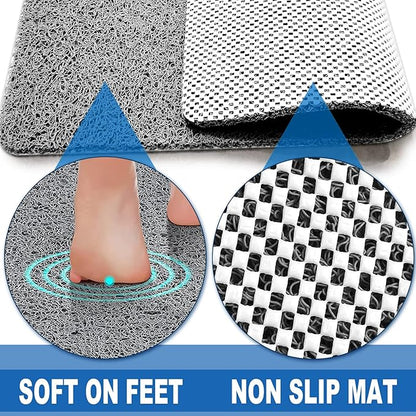 Shower Mats Non Slip for Elderly, 24x47’’Extra Lager Loofah Shower Mat, Loofah Bath Mats for Shower, Non-Slip Bath Mat for Elderly-Grey