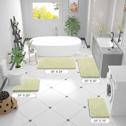 OLANLY Bathroom Rugs 24x16, Extra Soft Absorbent Chenille Bath Rugs, Rubber Backing Quick Dry, Machine Washable Bath Mats for Bathroom Floor, Tub and Shower, Home Decor Accessories, Vanilla