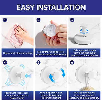 luckin smile Suction Cup Hooks for Shower, No-Drill Removable Towel Hook for Bathrooms, Shower Hooks, Suitable for Bathrooms, Kitchens, Windows, Glass, Powerful Suction Cup Hook