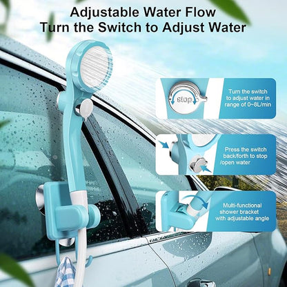 AUTOPkio Portable Camping Shower - Outdoor Camp Shower with Showerhead Sprayer & Rechargeable Battery Pump for Camping, Travel, Hiking, Car Washing, Pet Bath