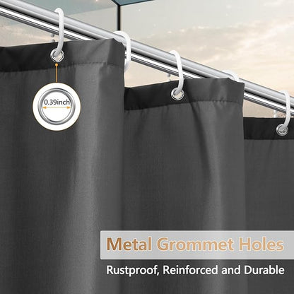Charcoal Grey Fabric Stall Shower Curtain Liner 36 x 78 inch, Waterproof Cloth Shower Liner Washable with 2 Large Magnets, Narrow Bathroom Shower Curtain for Single Stall