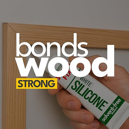 Silicone Caulk - Squeeze Tube Silicone Sealant for Wood, Kitchen, Bathroom, Sink, and Windows - Multi-Purpose & Waterproof (White)
