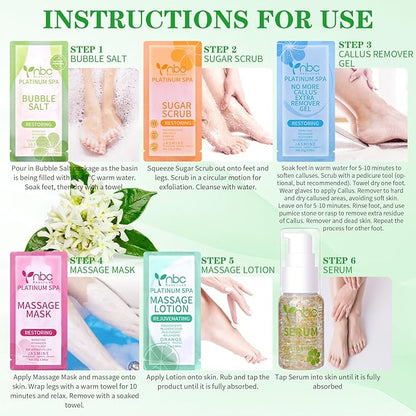 Pedicure Foot Soak Set - Upgraded 6 in 1 Foot Spa, Foot Bath Spa, Pedicure Kit, Foot Soak for Tired & Dry Cracked Feet, Athletes Feet, Bad Odor, Softens Calluses (Jasmine)
