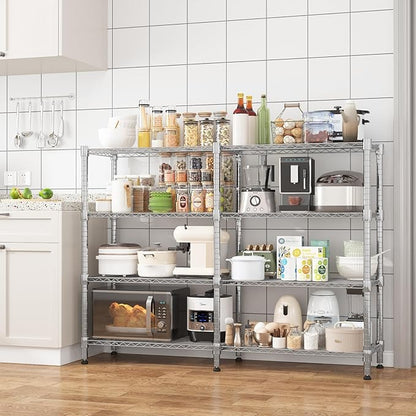 Homdox Heavy Duty Storage Shelves, 4 Tier Wire Shelving Unit, Adjustable Metal Shelves for Storage, Garage Rack Pantry Shelves Kitchen Shelving, 14"x60"x60", Silver Gray