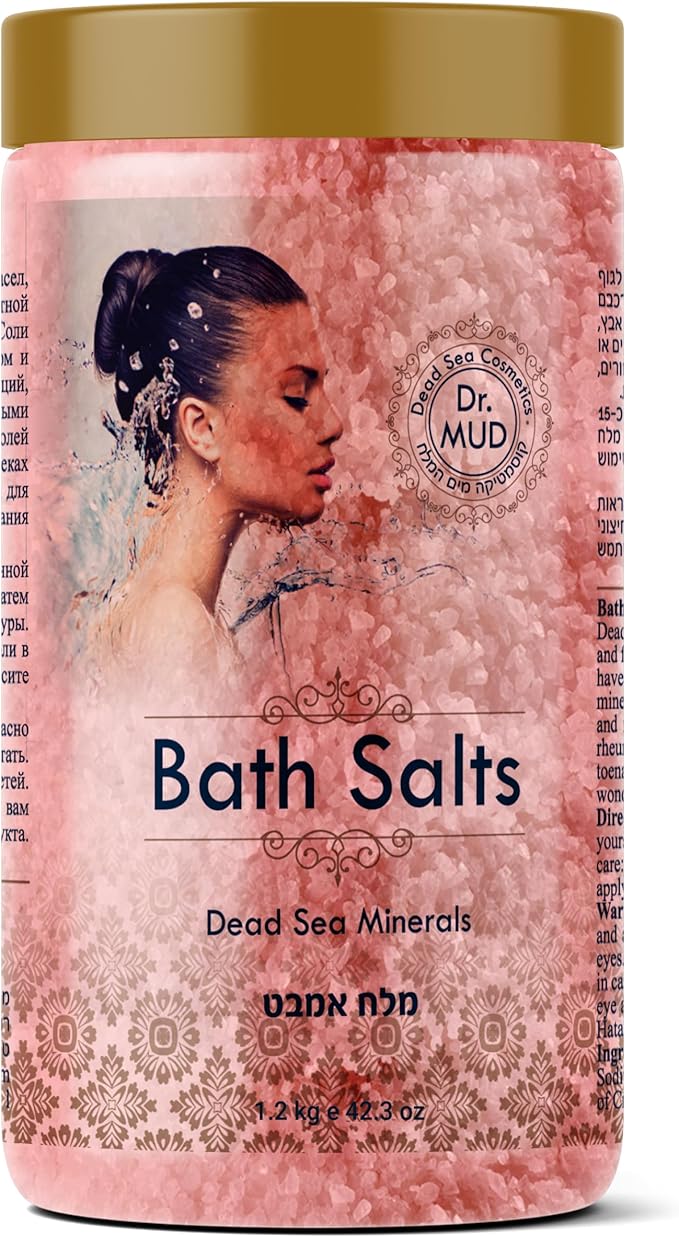 Natural Dead Sea Salt 100% Mineral-Rich Bath Soak, More Minerals Than Epsom Salt, Deep Relaxation, Detox, Exfoliates & Softens Skin, Helps Psoriasis, Eczema, Joint & Muscle (42.3 oz, Rose)