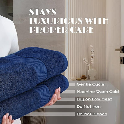 Luxury Soft Bath Sheet Towels Set - 650 GSM Cotton Luxury Bath Towels Extra Large 35x70 | Highly Absorbent and Quick Dry | Hotel Quality Extra Large Bath Towels Oversized, Navy Blue, 2 Pack