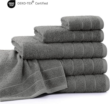 Casa Platino 100% Cotton Bathroom Towels Set – 24 Pc Collection – Plush Ring Spun Towels, Soft & Absorbent, Great for Salon, Spa or Home Use, Includes 6 Towel Types – Ultimate Grey