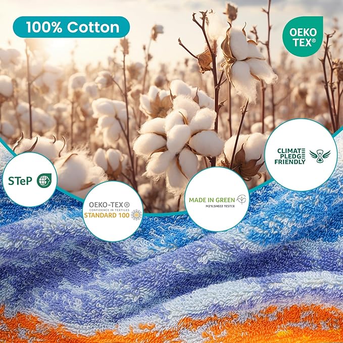 SEMAXE 12-Piece Family Bathroom Towel Set - 100% Cotton, 4 Bath Towels, 4 Hand Towels, 4 Washcloths, Ultra-Soft and Super Absorbent, Lighter Weight