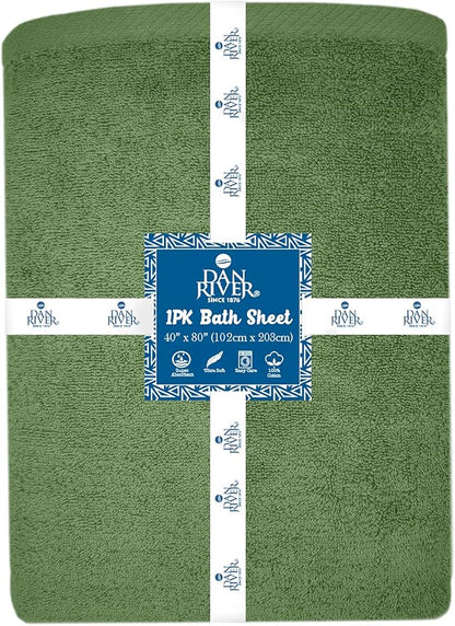 DAN RIVER Pack of 1 Bath Sheet 40x80 Inches, Extra Large Quick Dry Bath Towels for Bathroom, Soft Absorbent Towels - Sage Green
