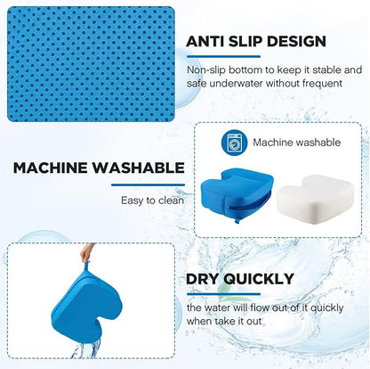 Suzile 2 Pcs Hot Tub Booster Seat Weighted Spa Bathtub Booster Inflatable Cushion Quick Dry Non Slip Bottom Portable Seat with 3D Air Mesh Cover Tub Accessory for Adult Indoor Outdoor(Blue)