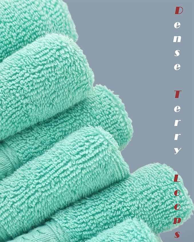 Cleanbear Washcloths for Your Body 100% Cotton Facecloths Extra Soft Bathroom Washcloths - 13 by 13 Inches (Teal)