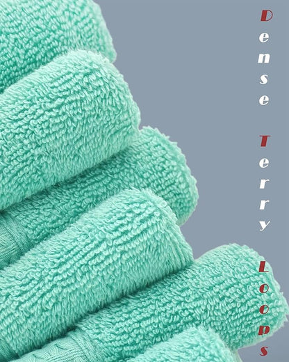 Cleanbear Washcloths for Your Body 100% Cotton Facecloths Extra Soft Bathroom Washcloths - 13 by 13 Inches (Teal)