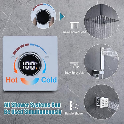 Digital Display Shower Valve Shower Valve Single Way Shower Diverter Valve Shower Mixing Valve Can Use All the Time Polished Chrome