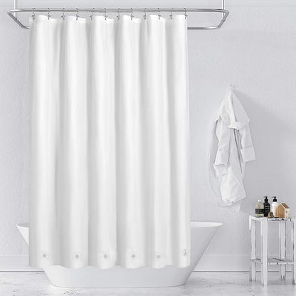 Barossa Design White Shower Curtain Liner with 6 Magnets - Waterproof PEVA Shower Liner for Bath Tub, 72" x 72" Standard Size, PVC Free & Metal Grommets - White, 72x72