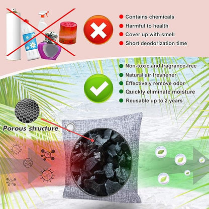 Activated Charcoal Odor Absorber for Strong Odor, Basement, Cars, Closets, Shoes, Smoke. 16 Pack Bamboo Charcoal Air Purifying Bags Deodorizer Odor Eliminator for Home
