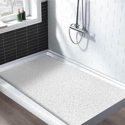 Shower Mat Non Slip: 47.2 x 31.5 Inch Extra Large Shower Mats for Inside Shower with Drain Hole - Soft PVC Loofah Anti Slip Shower Stall Mat for Walk-in Shower and Bathroom, Quick Drying
