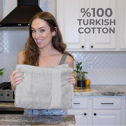 TEXTILOM 6 Pcs Bath Towel Set – Hotel and Spa Quality & Soft & Absorbent & Quick Dry Bath Towels for Bathroom –100% Turkish Cotton Bathroom Towels Set (2 Bath Towels,2 Hand Towels,2 Washcloths)-LGrey