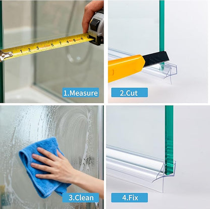 Shower Door Bottom Seal 2-Pack 1/4" x 36" Frameless Glass Shower Door Seal Strip Stop Leaks and Create a Water Barrier Replacement Shower Cubicle Screen Seal Strip