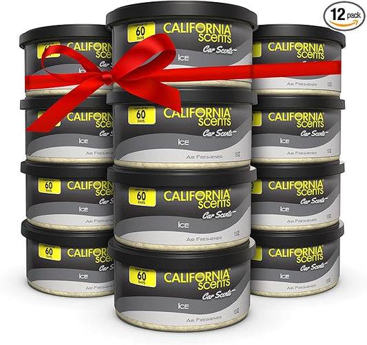 California Scents Car Freshener Can, Odor Neutralizer, Stocking Stuffers, Ice Scent, Pack of 12