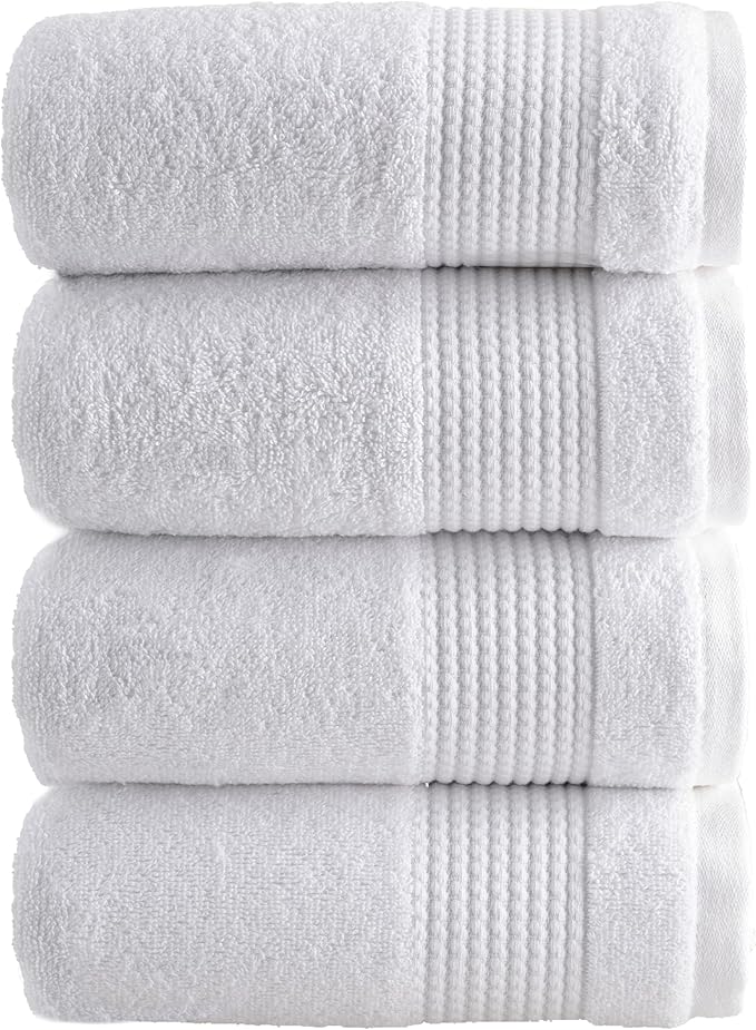 HALLEY Turkish Cotton Towels (Pack of 4) Hand Towels Super Soft Highly Absorbent 100% Cotton Towels for Bathroom and Kitchen for Mother’s Day (White)