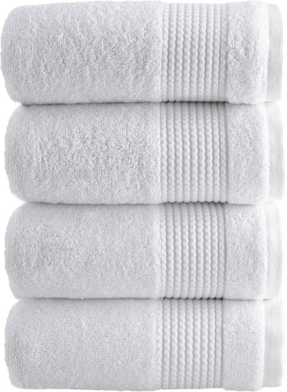 HALLEY Turkish Cotton Towels (Pack of 4) Hand Towels Super Soft Highly Absorbent 100% Cotton Towels for Bathroom and Kitchen for Mother’s Day (White)
