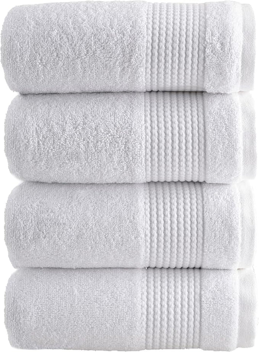 HALLEY Turkish Cotton Towels (Pack of 4) Hand Towels Super Soft Highly Absorbent 100% Cotton Towels for Bathroom and Kitchen for Mother’s Day (White)
