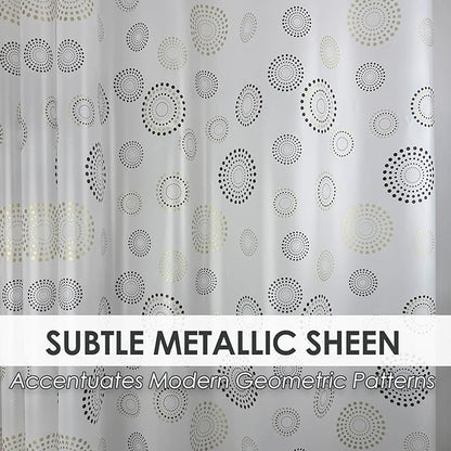 Plastic Shower Curtain Liner, Waterproof Printed PEVA Shower Curtain with Design, Gold Dots Pattern, Rustproof Grommets, Standard Size 70x72 Bathtub Curtain for Bathroom (Pack of 1)